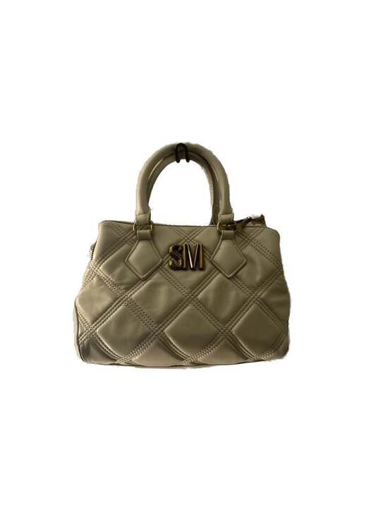Steve Madden Handbags - Steve Madden Bmickey Quilted Logo Plaque Satchel with Crossbody Strap in Vanilla